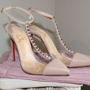 Christian Louboutin Nude Leather Studded Heels